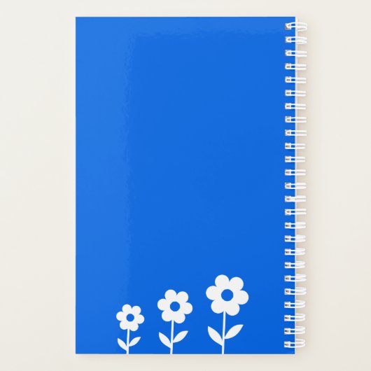 Blauw met witte bloemen, aangepaste naamplanner planner (Achterkant)
