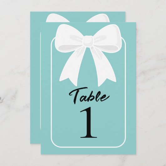 Blauw met witte bogen Coquette Tafelnummer (Voorkant / Achterkant)