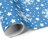 BLAUW MET WITTE CHRISTMAS HOLIDAY SNOWFLAKS CADEAUPAPIER (Rol Hoek)