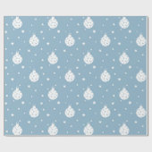 BLAUW MET WITTE CHRISTMAS-ORNAMENS CADEAUPAPIER (Vlak)