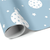 BLAUW MET WITTE CHRISTMAS-ORNAMENS CADEAUPAPIER (Rol Hoek)