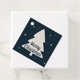 Blauw met witte dennenboom en sneeuwvlokken kerstb bedankjes labels