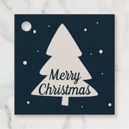 Blauw met witte dennenboom en sneeuwvlokken kerstb bedankjes labels