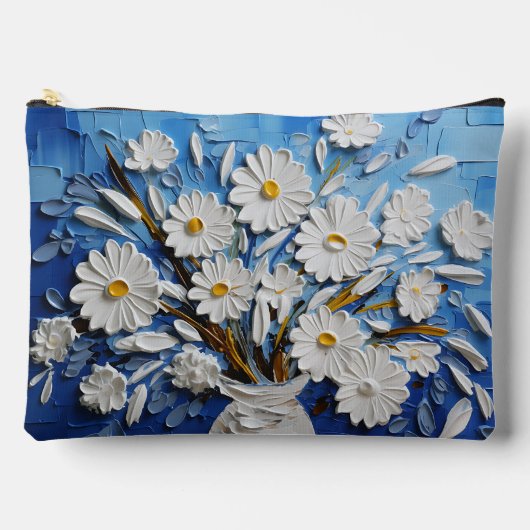 BLAUW MET WITTE EN GELE TEXTUUR LOOK BLOEMEN ETUI (Voorkant)