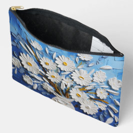 BLAUW MET WITTE EN GELE TEXTUUR LOOK BLOEMEN ETUI