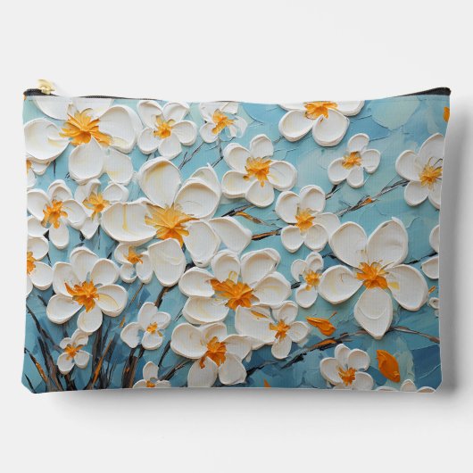 BLAUW MET WITTE EN GELE TEXTUUR LOOK BLOEMEN ETUI (Voorkant)