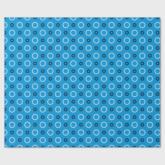 Blauw met witte en zwarte cirkels cadeaupapier (Vlak)