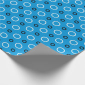 Blauw met witte en zwarte cirkels cadeaupapier (Hoek)