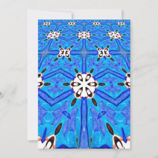 blauw met witte geometrische uitnodiging (Voorkant)
