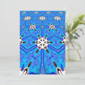blauw met witte geometrische uitnodiging (Staand voorkant)