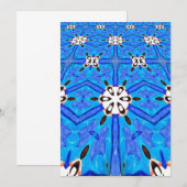 blauw met witte geometrische uitnodiging (Voorkant / Achterkant)