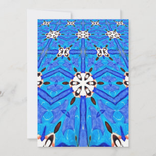 blauw met witte geometrische uitnodiging