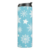 BLAUW MET WITTE HOLIDAY SNOWFLAKS THERMOSBEKER (Gedraaid links)