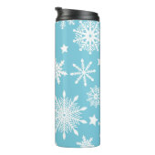 BLAUW MET WITTE HOLIDAY SNOWFLAKS THERMOSBEKER (Geroteerd rechts)