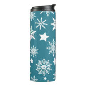 BLAUW MET WITTE HOLIDAY SNOWFLAKS THERMOSBEKER (Gedraaid links)
