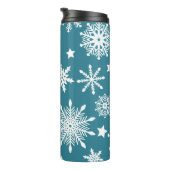 BLAUW MET WITTE HOLIDAY SNOWFLAKS THERMOSBEKER (Geroteerd rechts)