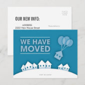 Blauw met Witte Huizen Nieuw Briefkaart Adres (Voorkant / Achterkant)