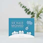 Blauw met Witte Huizen Nieuw Briefkaart Adres (Staand voorkant)