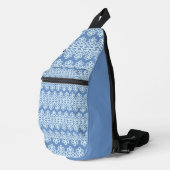 BLAUW MET WITTE KANT LOOK RIJEN SLING BAG (Rechterhoek)