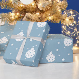 BLAUW MET WITTE KERSTVERSIERINGEN CADEAUPAPIER
