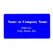 Blauw met witte letters etiket (Voorkant)