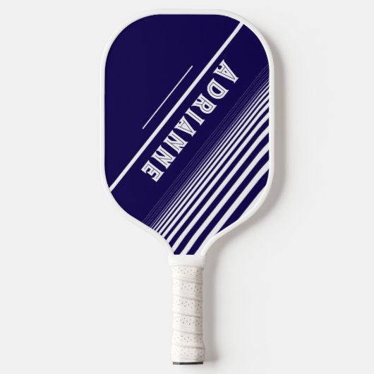  blauw met witte lijnen pickleball paddle (Voorkant)