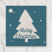 Blauw met witte pijnboom en snowflake kerstboom bedankjes labels (Voorkant)