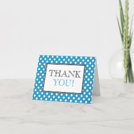 Blauw met witte polkadots bedankkaart
