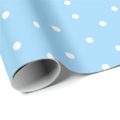 Blauw met witte pooldots cadeaupapier (Rol Hoek)