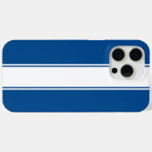 Blauw met witte racestreep Case-Mate iPhone case (Achterkant (horizontaal))