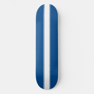 Blauw met witte racestreep persoonlijk skateboard