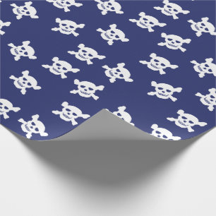 Blauw met witte schedel en kruisbeenderen cadeaupapier