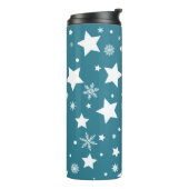 BLAUW MET WITTE STARS EN SNOWFLAKS THERMOSBEKER (Gedraaid links)