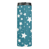 BLAUW MET WITTE STARS EN SNOWFLAKS THERMOSBEKER (Achterkant)