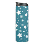 BLAUW MET WITTE STARS EN SNOWFLAKS THERMOSBEKER (Geroteerd rechts)