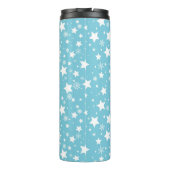 BLAUW MET WITTE STARS EN SNOWFLAKS THERMOSBEKER (Achterkant)