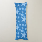 Blauw met witte sterren Aangepaste katoenbody Pill Lichaamskussen (Achterkant (Verticaal))