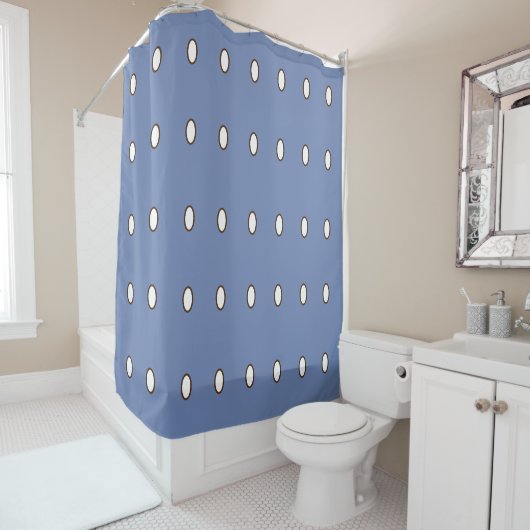 Blauw met Witte Stippen > Moderne Douchegordijnen (In situ)