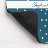 Blauw met witte Stippen Mousepad Muismat (Hoek)