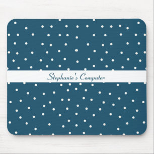 Blauw met witte Stippen Mousepad Muismat