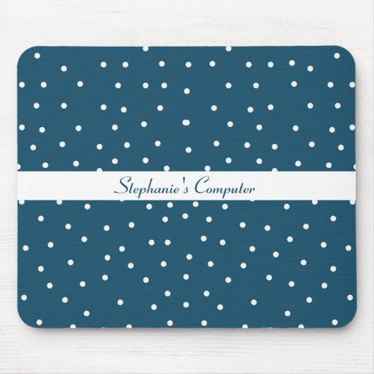 Blauw met witte Stippen Mousepad Muismat (Voorkant)
