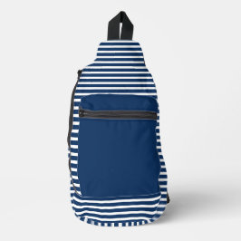 Blauw met witte strepen sling bag