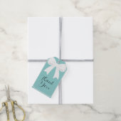 Blauw Met Witte Strikken Coquette Bruidsborrel Cadeaulabel (Met Touw)