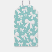 Blauw Met Witte Strikken Coquette Bruidsborrel Cadeaulabel (Achterkant)