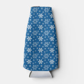 BLAUW MET WITTE WINTERSNEEUWVLOKKEN FLESJESKOELER (Voorkant)