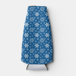 BLAUW MET WITTE WINTERSNEEUWVLOKKEN FLESJESKOELER