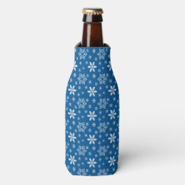 BLAUW MET WITTE WINTERSNEEUWVLOKKEN FLESJESKOELER