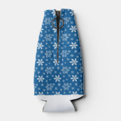 BLAUW MET WITTE WINTERSNEEUWVLOKKEN FLESJESKOELER (Achterkant)