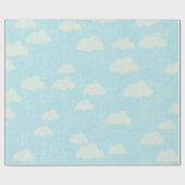Blauw met witte wolken cadeaupapier (Vlak)