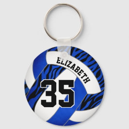 blauw met zebra strepen accentmeisjes volleybal sleutelhanger